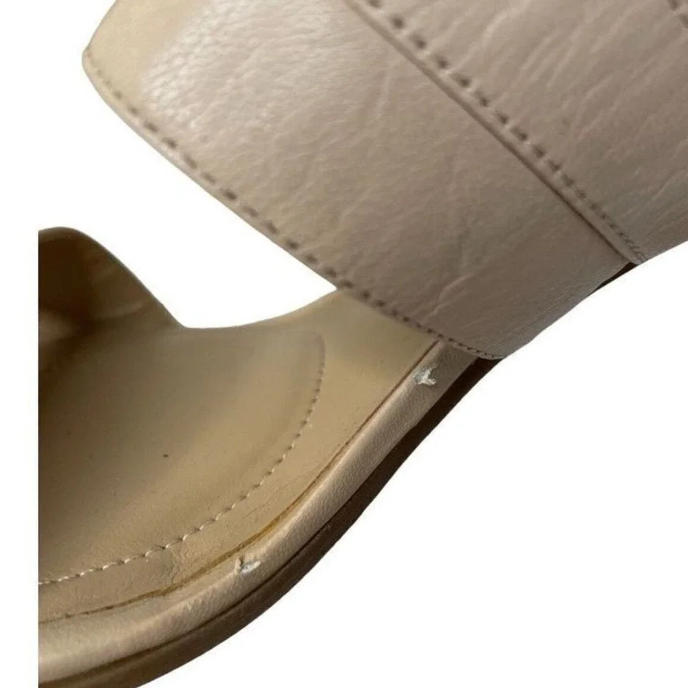 Naturalizer‎ Slide Sandals Womens 8 Beige Good Block Heel Buckle Strap Slip On